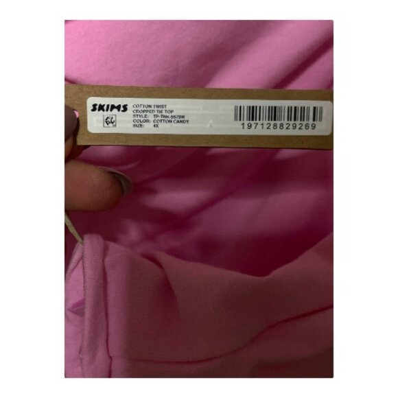 SKIMS Cotton Twist Cropped Tie Top | 4X | Cotton Candy - Picture 5 of 5